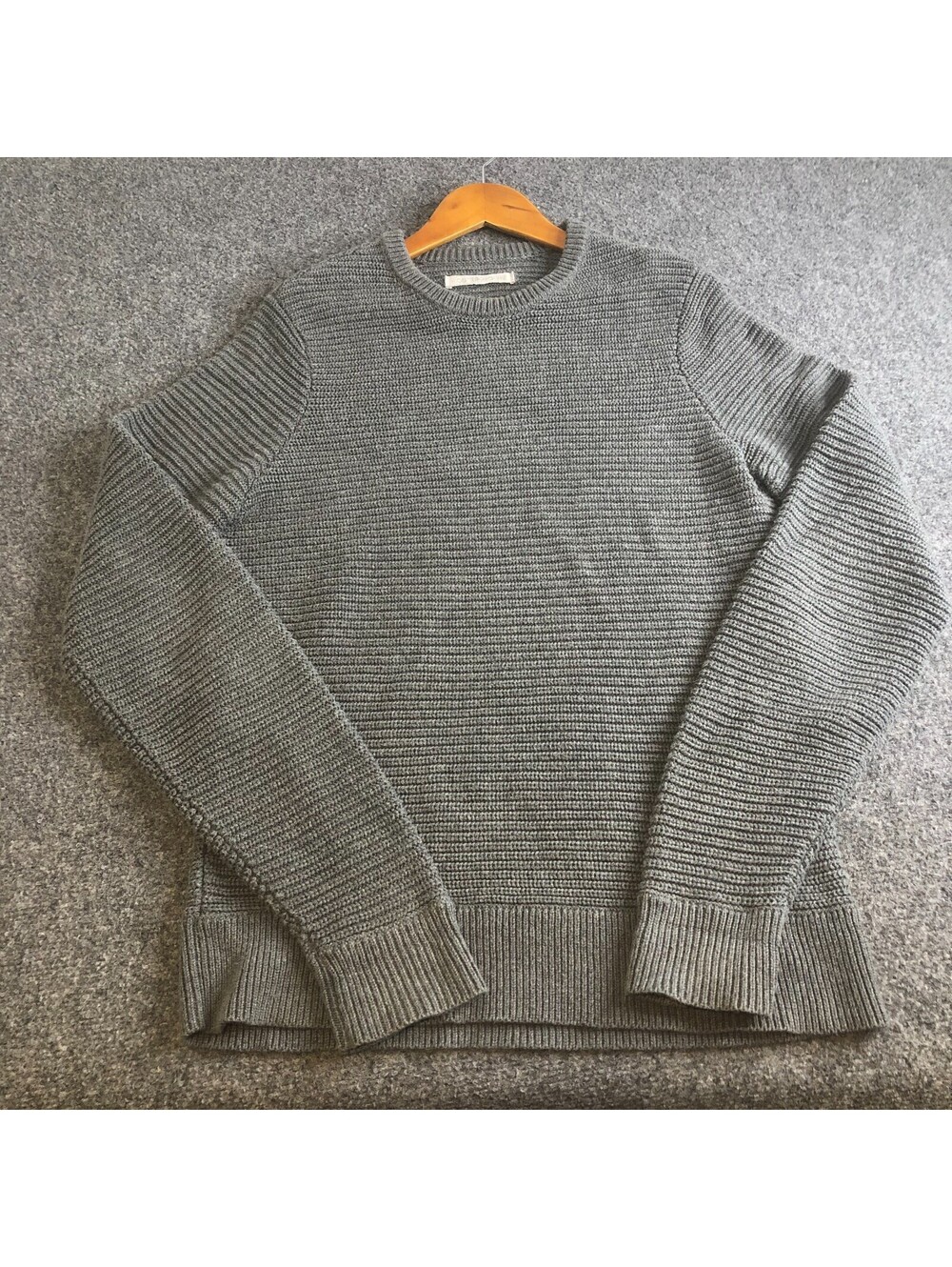 Outerknown Sweater Mens Small Gray Crewneck Organic Cotton Alpace Fisherman Knit